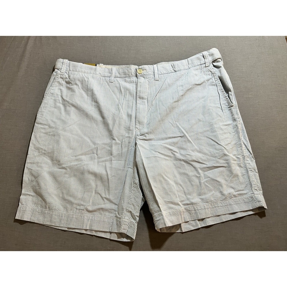 Izod Shorts‎ Mens 46 Blue Striped Chino Pocketed Belted Button Zip Men.
